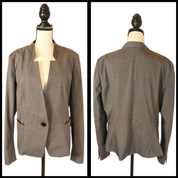 Women's Ann Taylor Gray Plaid Single Breasted Blazer - Picture 1 of 7